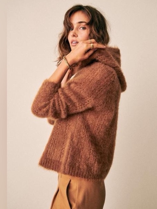 Sezane Sweaters - Sézane Theodore Hooded Sweater Jumper Mohair Knit Camel Tan